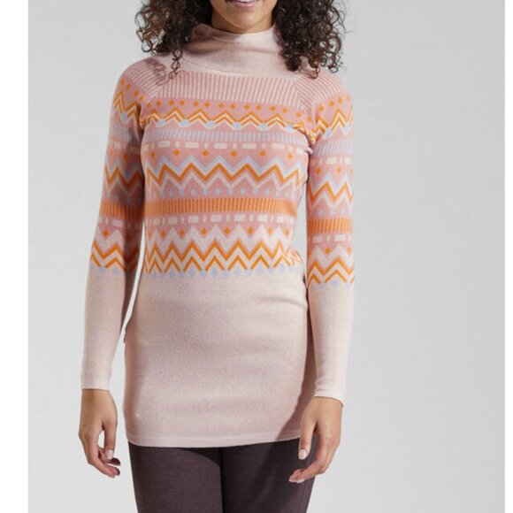 Title nine Sweaters - Title Nine  Barra Tunic Sweater Merino Wool Blend Pink Fair Isle Nordic Travel